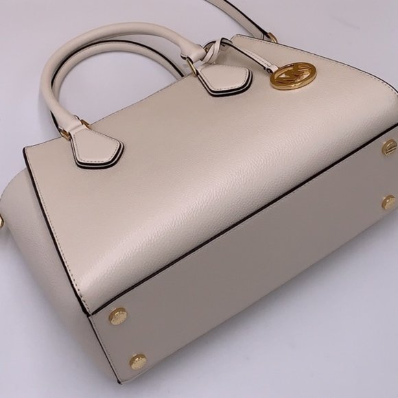 Michael Kors Daria Large Satchel Bag Leather Light Cream - Picture 14 of 16